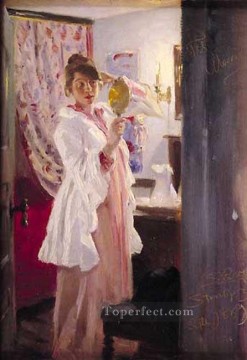 Marie en el espejo 1889 Peder Severin Kroyer Oil Paintings